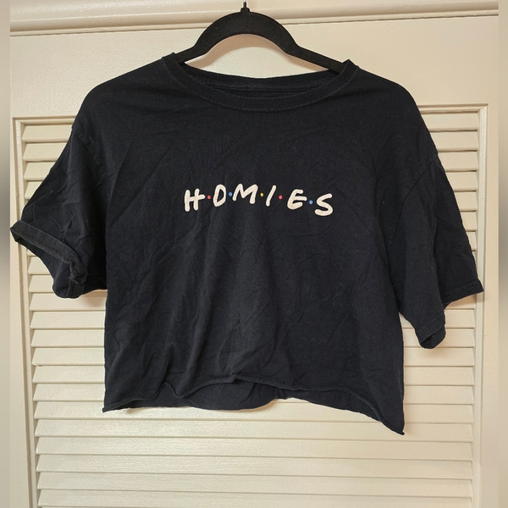 Byproduct - Oversized 100% Cotton Homies Graphic Short-Sleeve Crop Top
